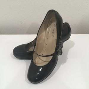 Nicole Patent Faux Leather Women Heels Shoes, Size 8.5 Wide